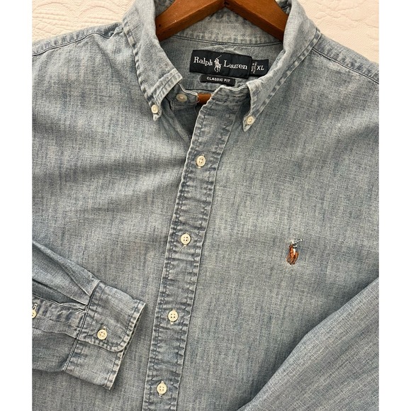 Polo Ralph Lauren Other - Ralph Lauren Chambray Shirt Mens XL Classic Fit Blue Button Down Pony Cotton